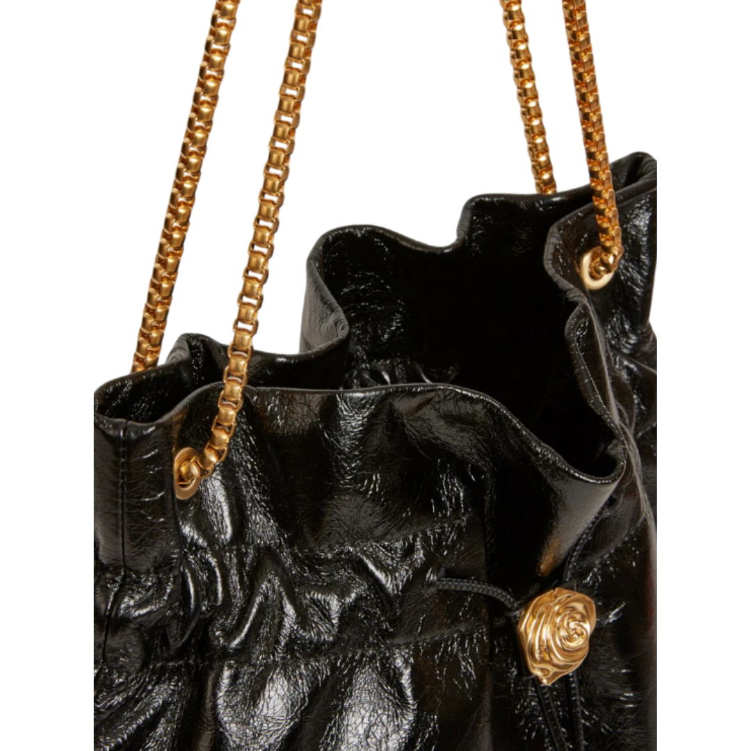 Sviv Elegant Black Drawstring Shoulder Bag