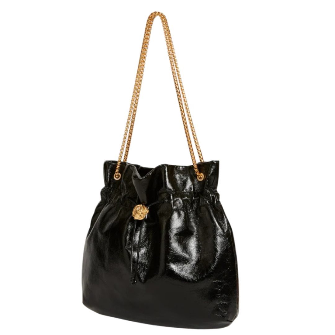 Sviv Elegant Black Drawstring Shoulder Bag
