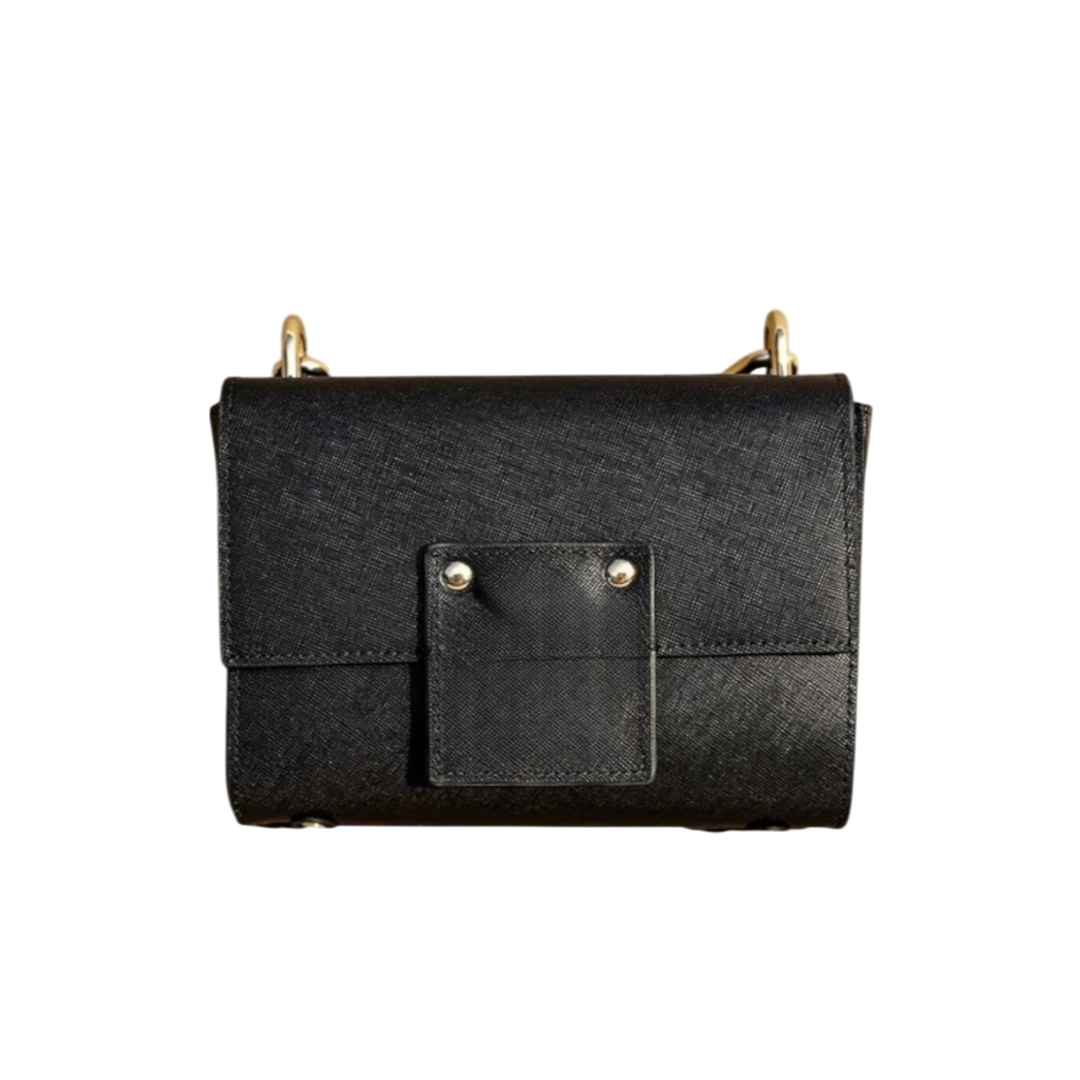 Sviv Classic Black Textured Crossbody Bag