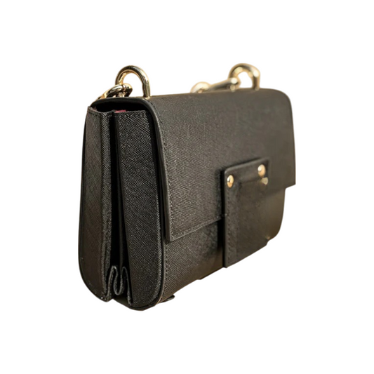 Sviv Classic Black Textured Crossbody Bag