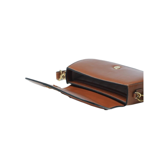 Sviv Classic Brown Leather Baguette Bag