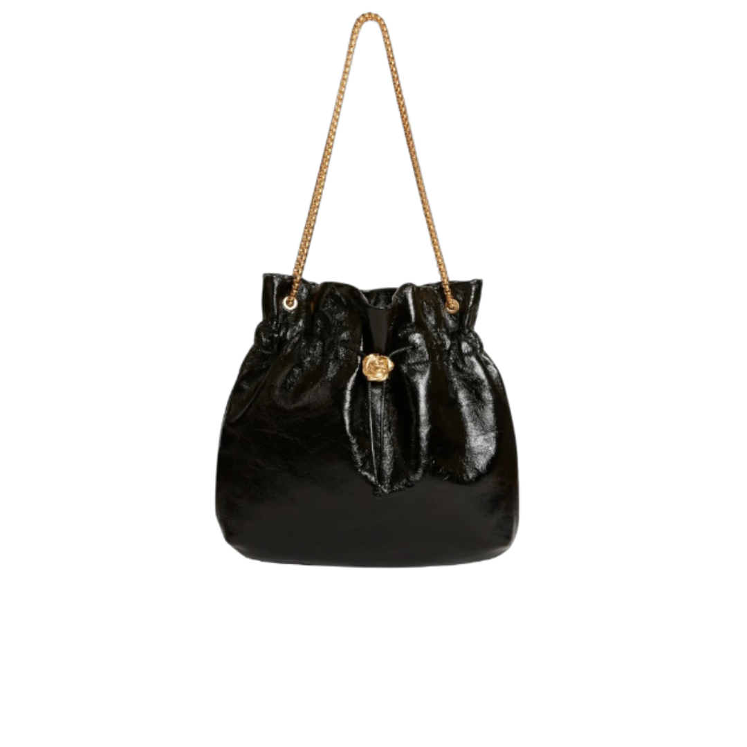 Sviv Elegant Black Drawstring Shoulder Bag