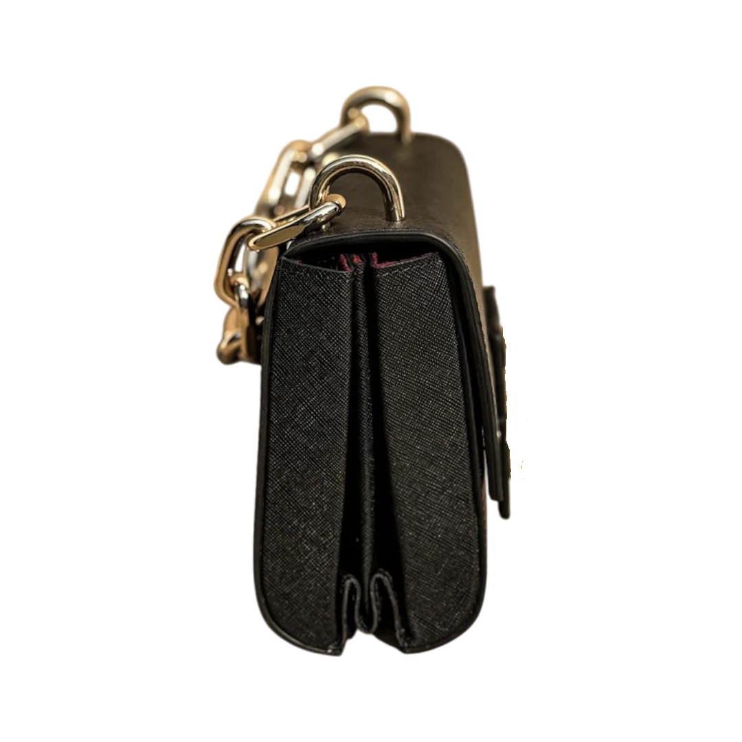 Sviv Classic Black Textured Crossbody Bag