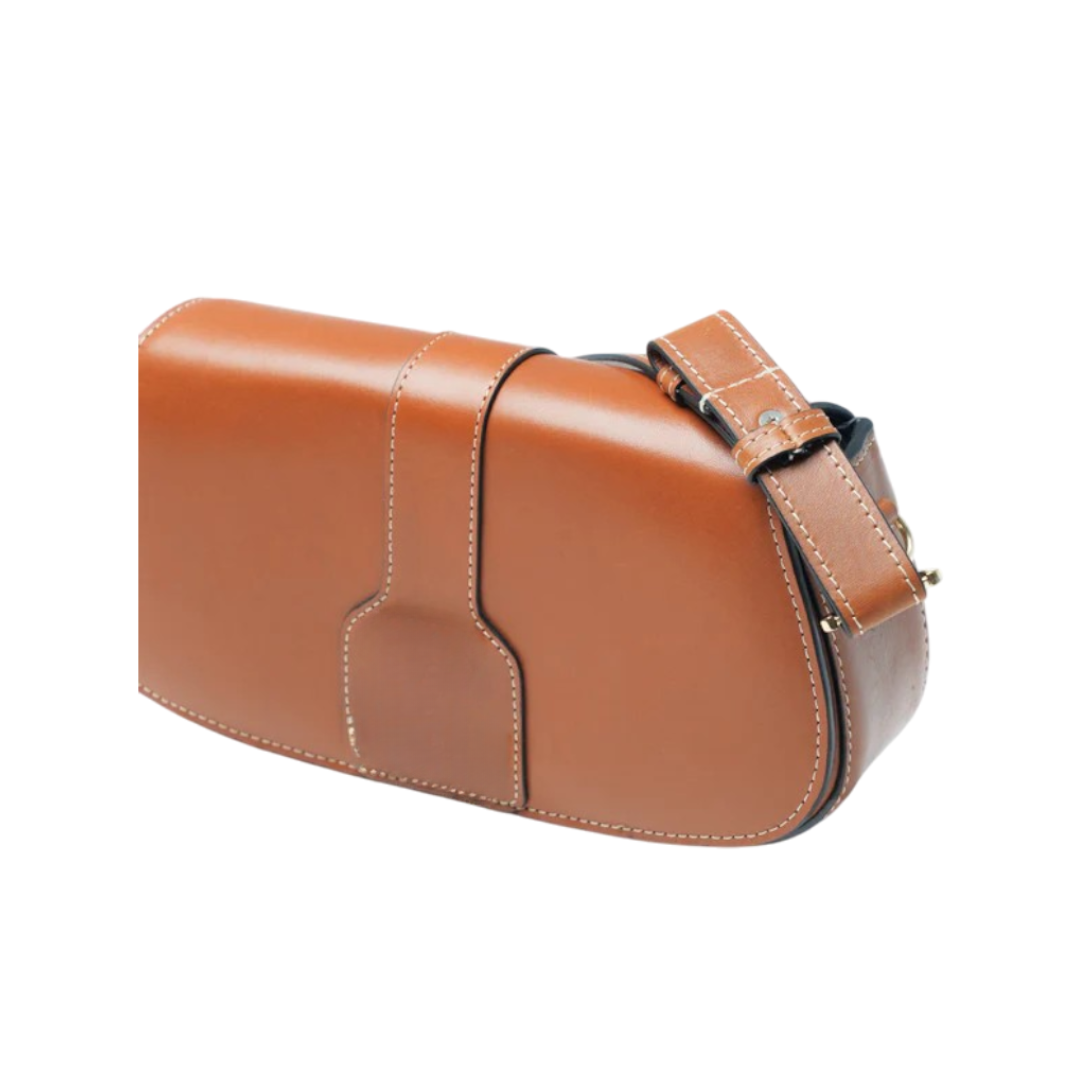 Sviv Classic Brown Leather Baguette Bag