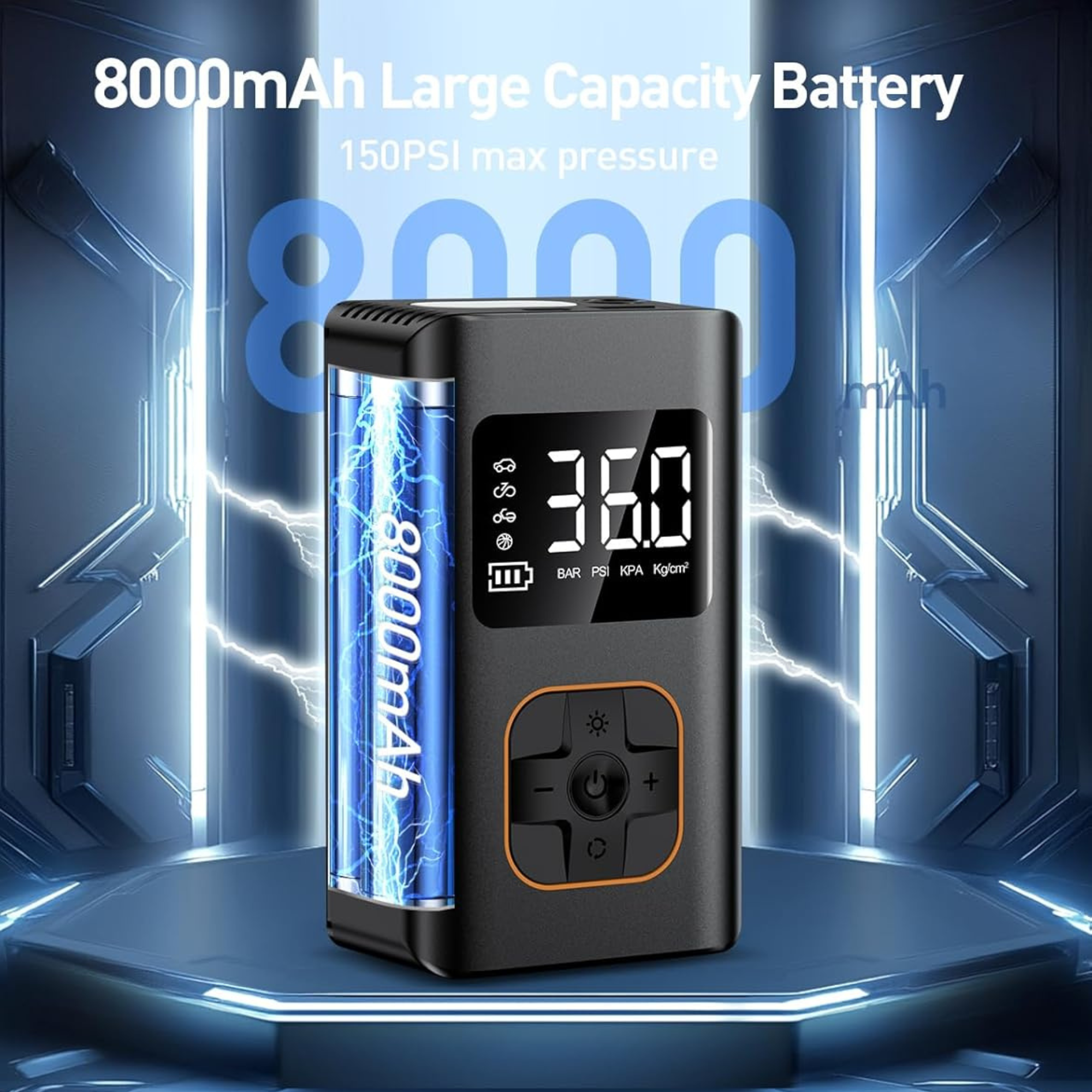 Smart Portable Tire Inflator with Power & Light Built-In