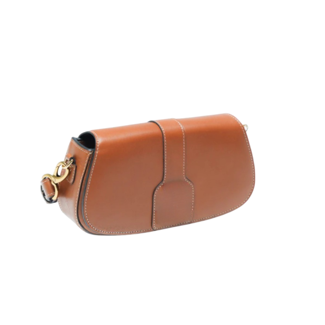 Sviv Classic Brown Leather Baguette Bag